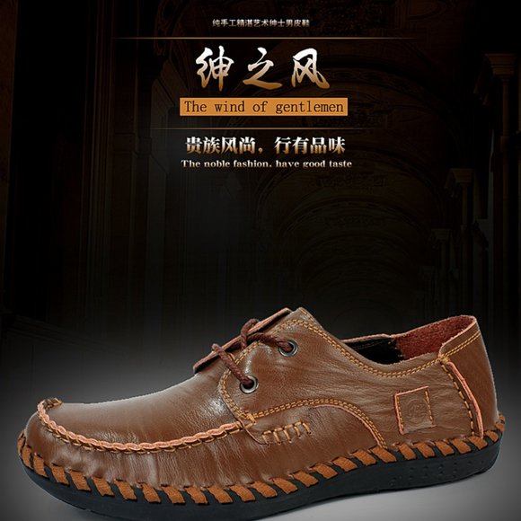 Flat Men Shoes Genuine Leather Handmade